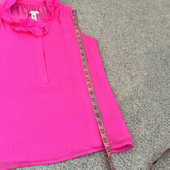 🌟J. Crew Hot Pink Crepe Ruffle Neck Blouse, 0.🌟 - Picture 9 of 12
